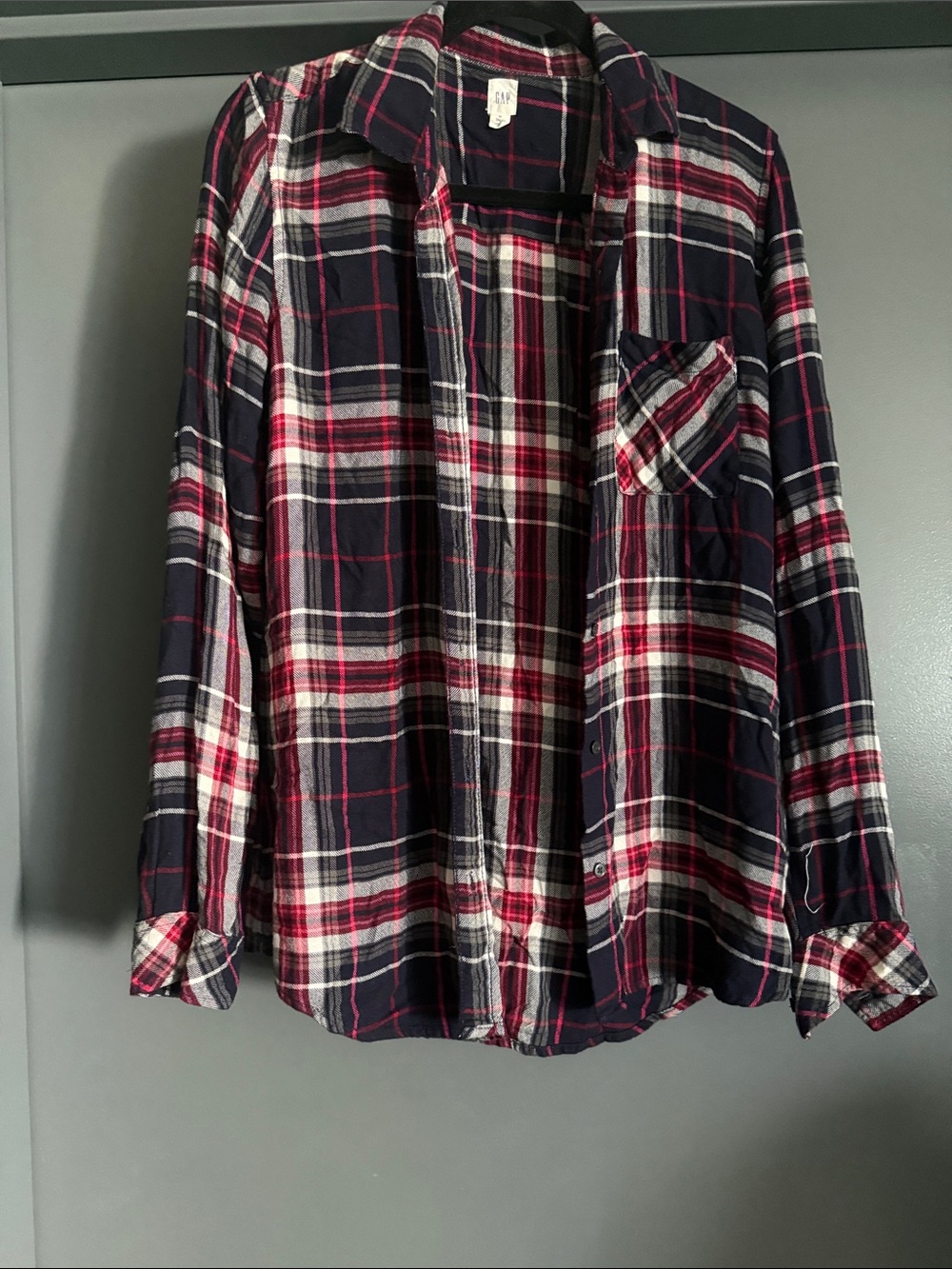 GAP Navy, Red & White Plaid Button-Down Shirt
